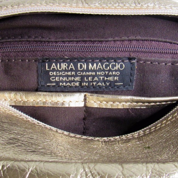 LAURA DI MAGGIO | Bags | Laura Di Maggio Metallic Gold Leather Satchel ...